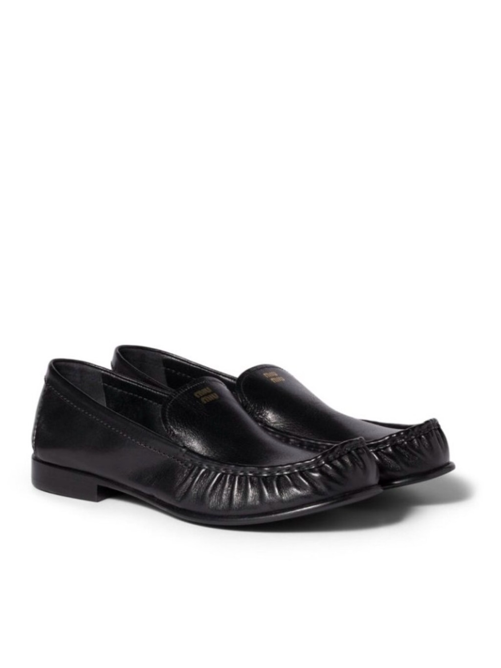 Miu Miu Women's Mocassini Leather Moccasin Loafers In Black, Size 40, Nwt $1120